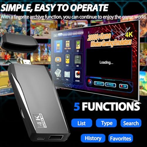 Retro Wireless Game Stick: 20,000+ Games & 4K HDMI