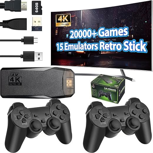 Wireless Retro Game Console: 20,000+ Games & 4K HDMI